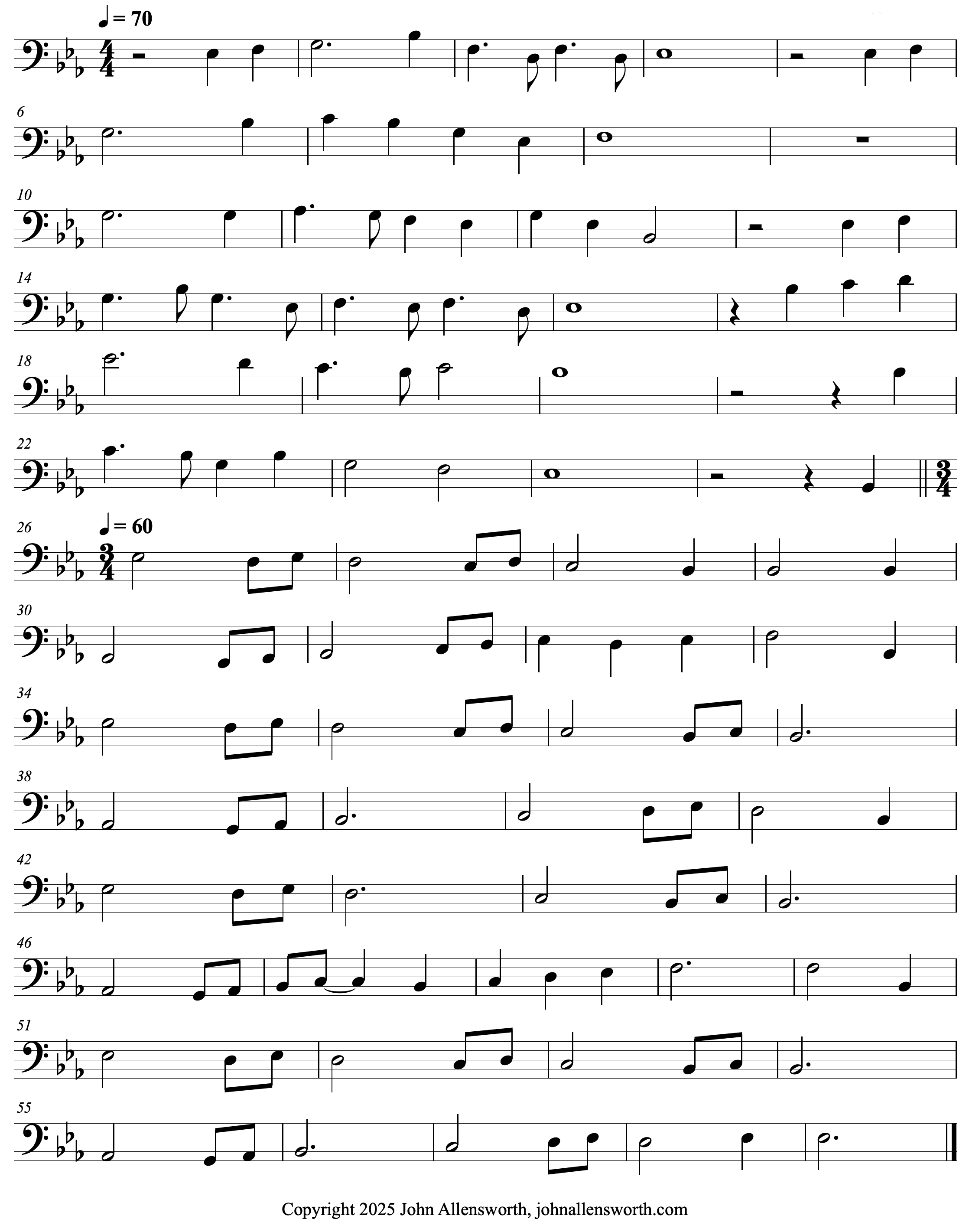 Two Part Romance, composed by John Allensworth, copyright 2023